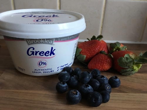 Greek Yogurt, Strawberries, Blueberries