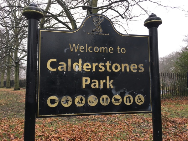 Caulderstones Park welcome sign